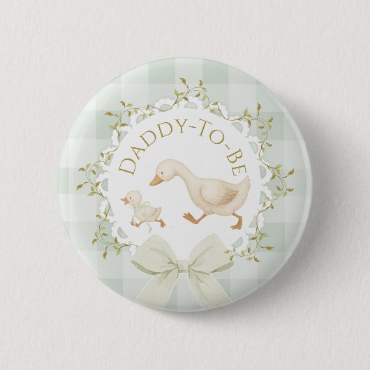 Vater werdender Silly Goose Sage Green Babyparty-A Button (Vorderseite)