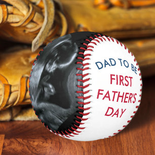 Vater werdender Sohn Ultraschall-Foto Erster Vater Baseball