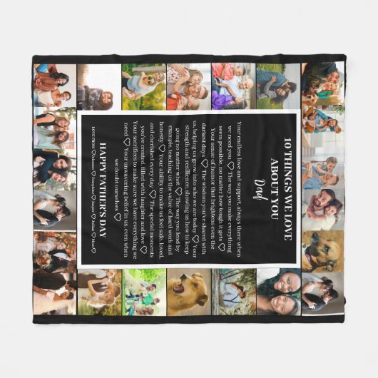 Vater Wertschätzung | Vatertag 22 FotoCollage Fleecedecke (Vorderseite (Horizontal))