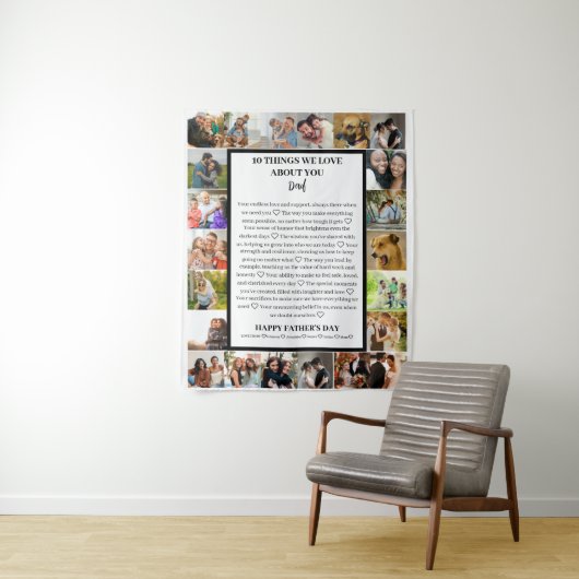 Vater Wertschätzung | Vatertag 22 FotoCollage Wandteppich (Beispiel)