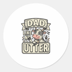 Vater wie keine andere lustige Kuh Vintage Vektor Runder Aufkleber