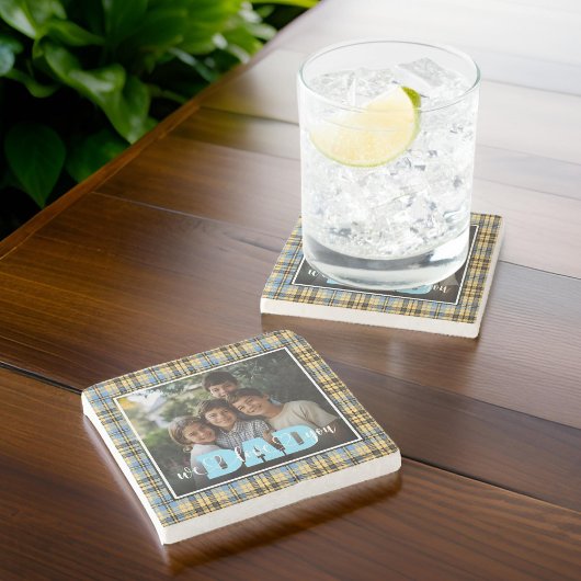 Vater Wir Liebe Sie Blue Yellow Kariertes kundensp Steinuntersetzer