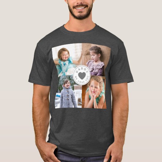 Vater Wir Liebe Sie Kinder 4 FotoCollage T-Shirt (Vorderseite)