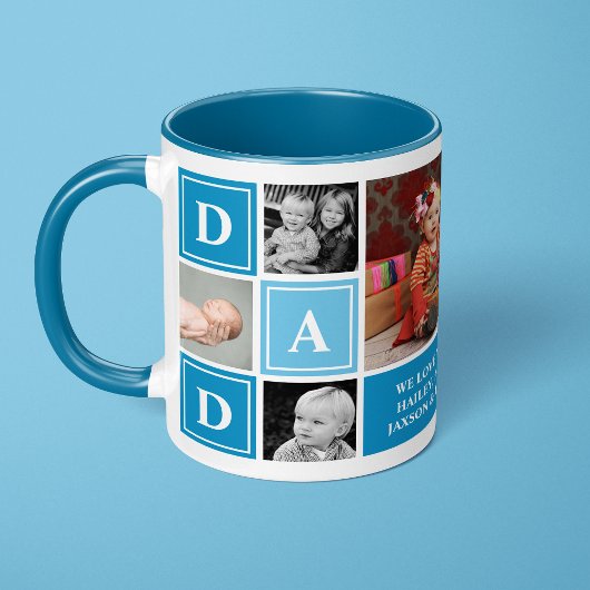 Vater Wir Liebe Sie Light Blue Custom Foto Collage Tasse