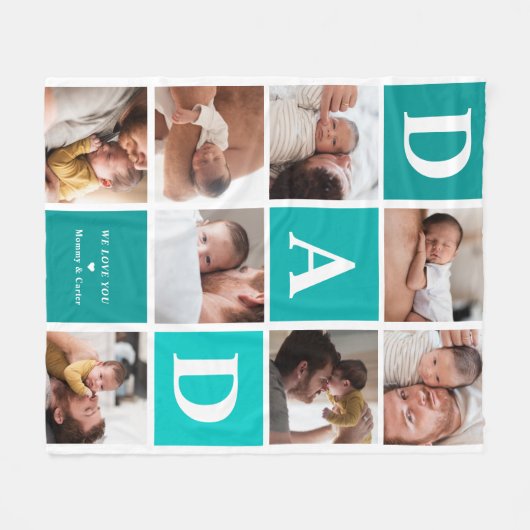 Vater Wir Liebe Sie | Moderner 8-Foto-Farbblock Fleecedecke (Vorderseite (Horizontal))