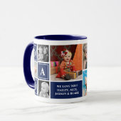 Vater Wir Liebe Sie Navy Blue Custom Foto Collage Tasse (Vorderseite Links)