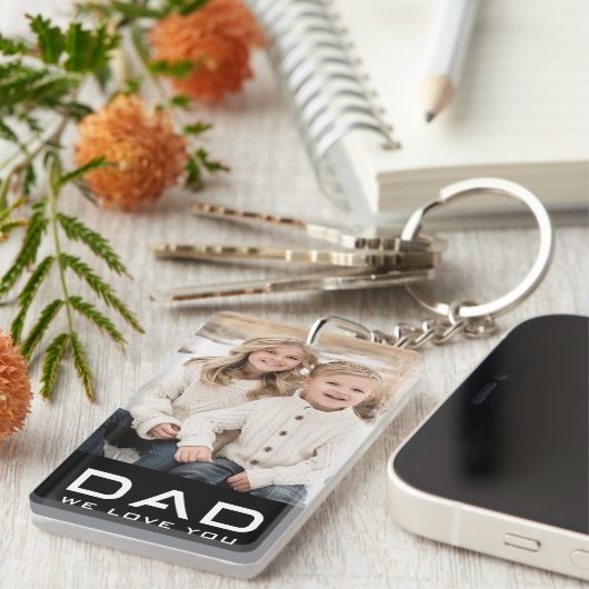Vater wir Liebe Sie Vater's Day Foto schwarz Schlüsselanhänger (Vorderseite rechts)