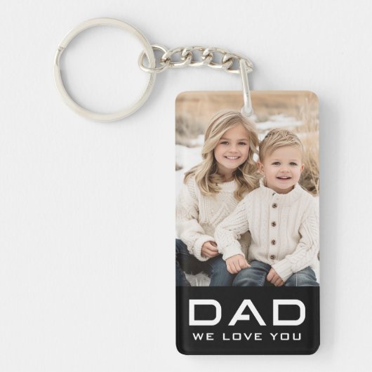 Vater wir Liebe Sie Vater's Day Foto schwarz Schlüsselanhänger (Vorderseite)