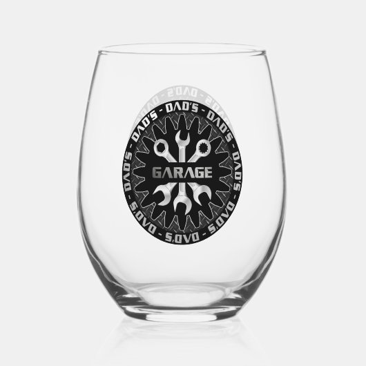 Vater wird das Liebe haben! Garage Bar Lounge Weinglas Ohne Stiel (Vorderseite)