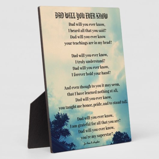 VATER WIRST DU JEMALS Gedicht KENNEN Fotoplatte (Seite)