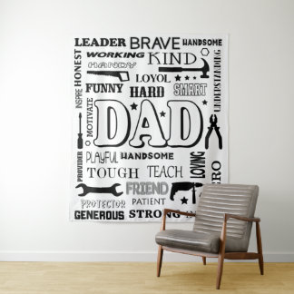 Vater Word Art, Vater Geschenk, Funny Quotes Vater Wandteppich