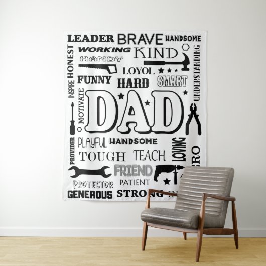 Vater Word Art, Vater Geschenk, Funny Quotes Vater Wandteppich (Beispiel)