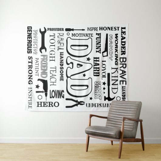 Vater Word Art, Vater Geschenk, Funny Quotes Vater Wandteppich (Beispiel (Horizontal))