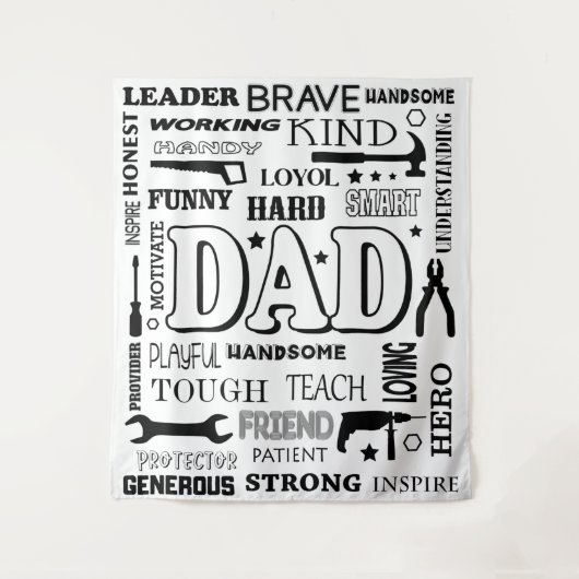 Vater Word Art, Vater Geschenk, Funny Quotes Vater Wandteppich (Vorderseite)