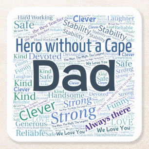 Vater Word Cloud Design Paper-Untersetzer Rechteckiger Pappuntersetzer