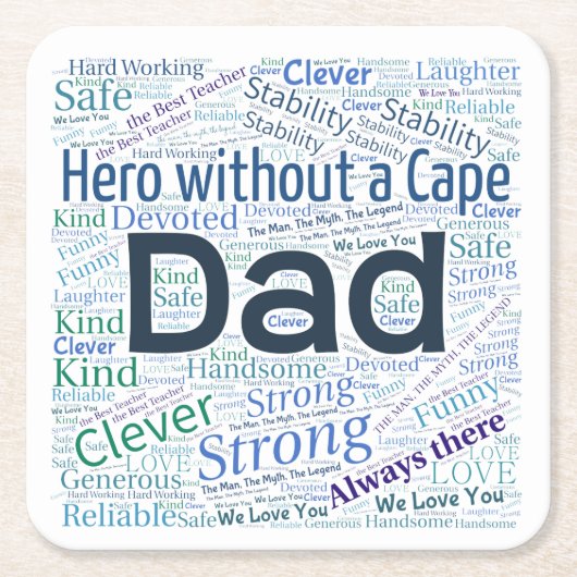 Vater Word Cloud Design Paper-Untersetzer Rechteckiger Pappuntersetzer (Vorderseite)