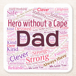 Vater Word Cloud Design Paper-Untersetzer Rechteckiger Pappuntersetzer