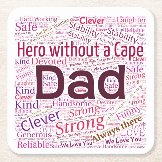 Vater Word Cloud Design Paper-Untersetzer Rechteckiger Pappuntersetzer (Vorderseite)
