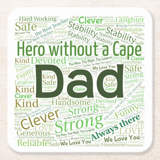 Vater Word Cloud-DesignPaper-Untersetzer Rechteckiger Pappuntersetzer (Vorderseite)