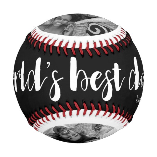 Vater World's Best Two Foto, Year and Name Baseball (Vorderseite)