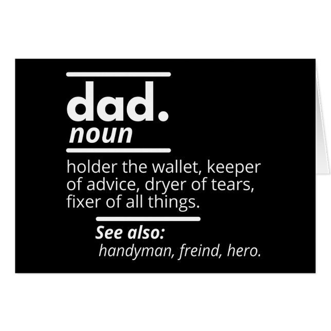 Vater-Wörterbuchdefinition - Funny Vaters Day Gift (Vorderseite (Horizontal))