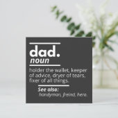 Vater-Wörterbuchdefinition - Funny Vaters Day Gift Einladung (Stehend Vorderseite)