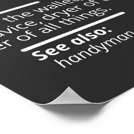 Vater-Wörterbuchdefinition - Funny Vaters Day Gift Poster (Ecke)