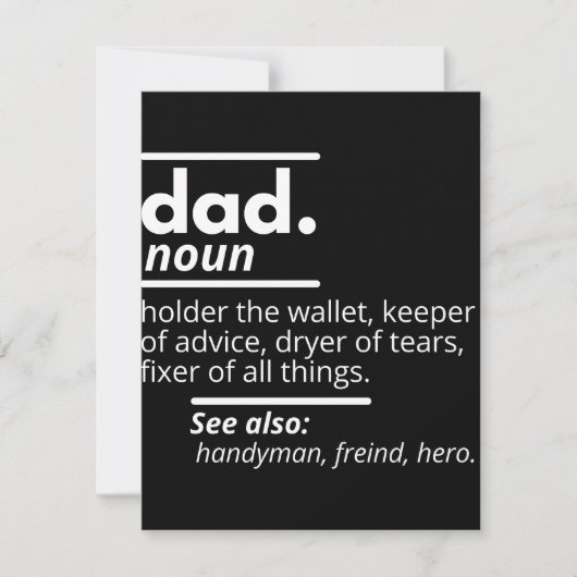 Vater-Wörterbuchdefinition - Funny Vaters Day Gift Save The Date (Vorderseite)