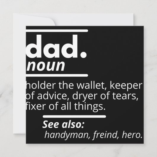 Vater-Wörterbuchdefinition - Funny Vaters Day Gift Save The Date (Vorderseite)