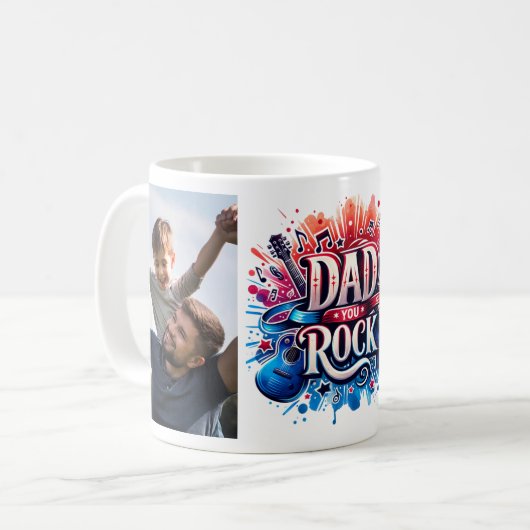 Vater You Rock Custom Fotos Music Kaffeetasse (Vorderseite Links)