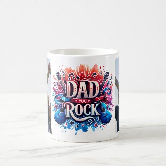 Vater You Rock Custom Fotos Music Kaffeetasse (Mittel)