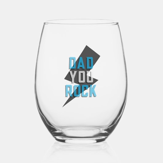 Vater You Rock Stemless Weinglas Weinglas Ohne Stiel (Vorderseite)