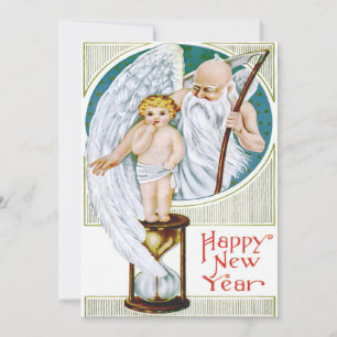 Vater Zeit Baby Neujahr Stundenglas Einladung