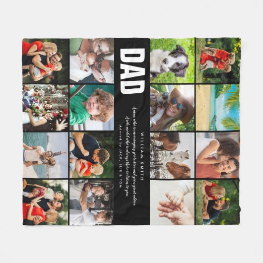 Vater Zitat16 Fotocollage Schwarz und Weiß Fleecedecke (Vorderseite (Horizontal))