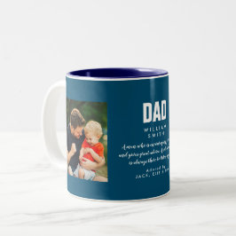 Vater Zitat Modernes Cooles Foto Blau Zweifarbige Tasse