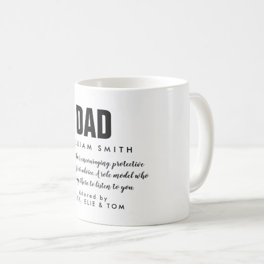Vater Zitat Modernes Schwarz und Weiß Kaffeetasse (VorderseiteRechts)