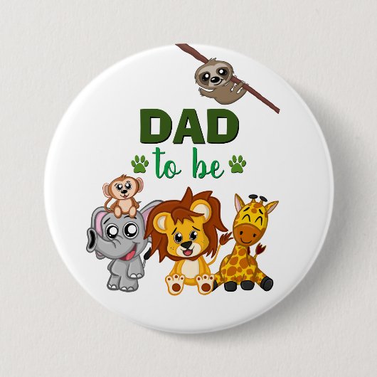 Vater zu sein Jungle Safari Zoo Tier Baby Dusche Button (Vorderseite)
