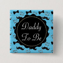 Vater zum Blue Mustache Bowtie Baby Showbutton