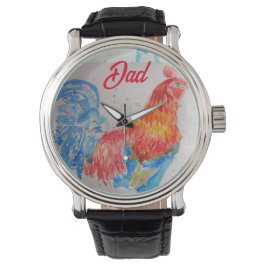 Vater zum Red Rooster Watercolor Painting Vathers  Armbanduhr