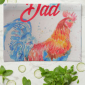 Vater zum Red Rooster Watercolor Painting Vathers  Geschirrtuch (Gefaltet)