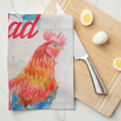 Vater zum Red Rooster Watercolor Painting Vathers  Geschirrtuch (Viertel Falte)