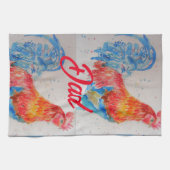 Vater zum Red Rooster Watercolor Painting Vathers  Geschirrtuch (Horizontal)