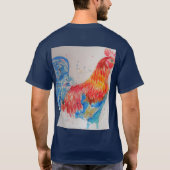Vater zum Red Rooster Watercolor Painting Vathers T-Shirt (Rückseite)
