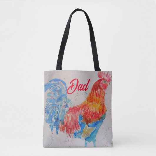 Vater zum Red Rooster Watercolor Painting Vathers  Tasche (Vorderseite)