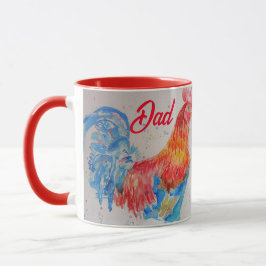 Vater zum Red Rooster Watercolor Painting Vathers  Tasse