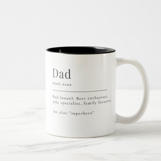 Vater zur Definition Minimalistischer Wörterbücher Zweifarbige Tasse (Rechts)