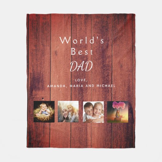 Vaterbraun Foto Collage rustikal Fleecedecke (Vorderseite)
