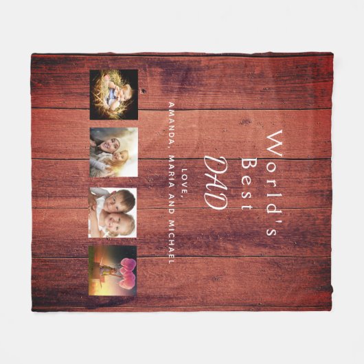 Vaterbraun Foto Collage rustikal Fleecedecke (Vorderseite (Horizontal))