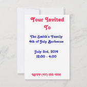 Vaterländische Bären am 4. Juli Einladung (Rückseite)