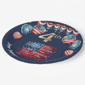 Vaterländische Feier am 4. Juli zum Marineblau Pappteller (Schrägansicht)